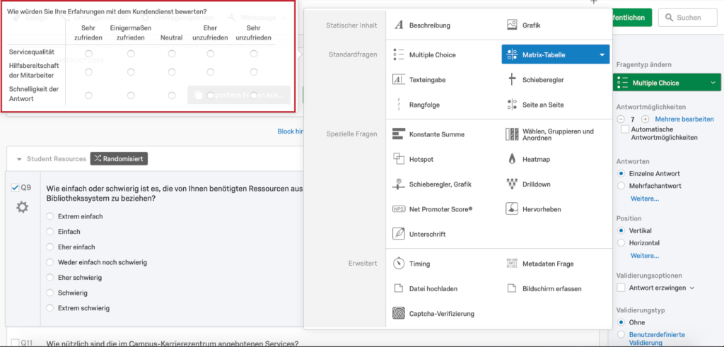 Formatierung von Fragen | Qualtrics