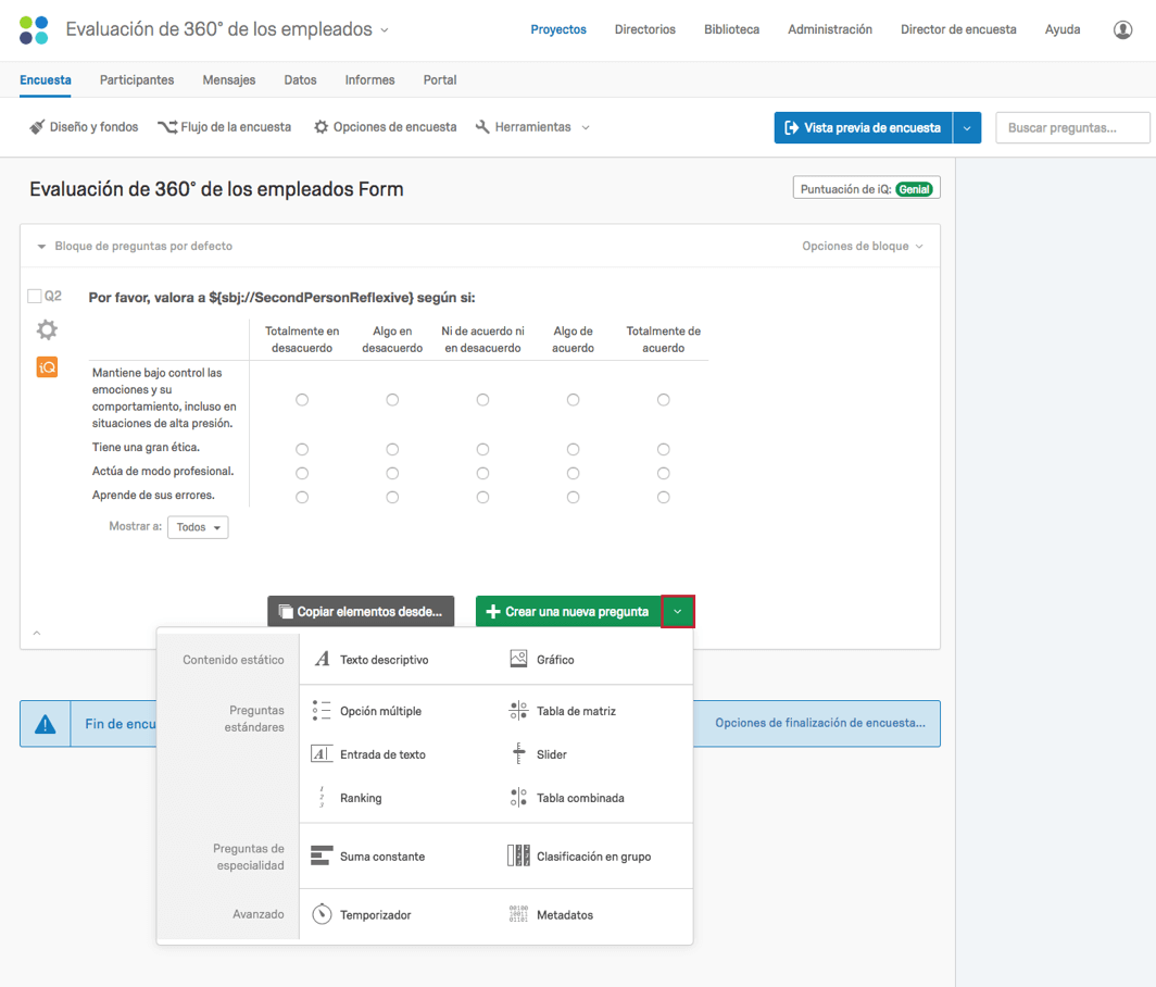 Paso 2 Creacion De Su Encuesta 360 Qualtrics
