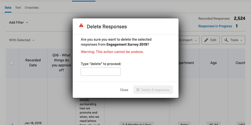 deletion requires an existing variable.