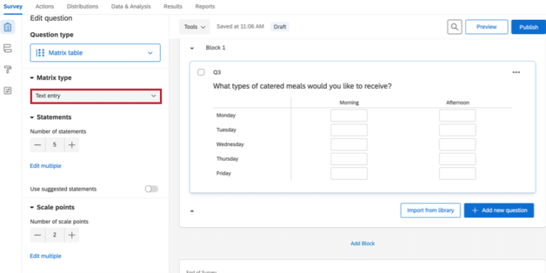 Matrix Table Question