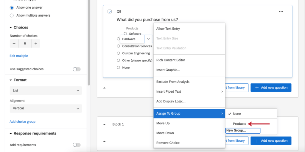 Formatting Answer Choices