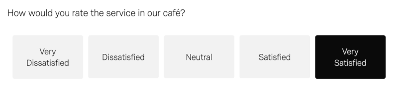 How would you rate the service in our café? Very dissatisfied to Very satisfied