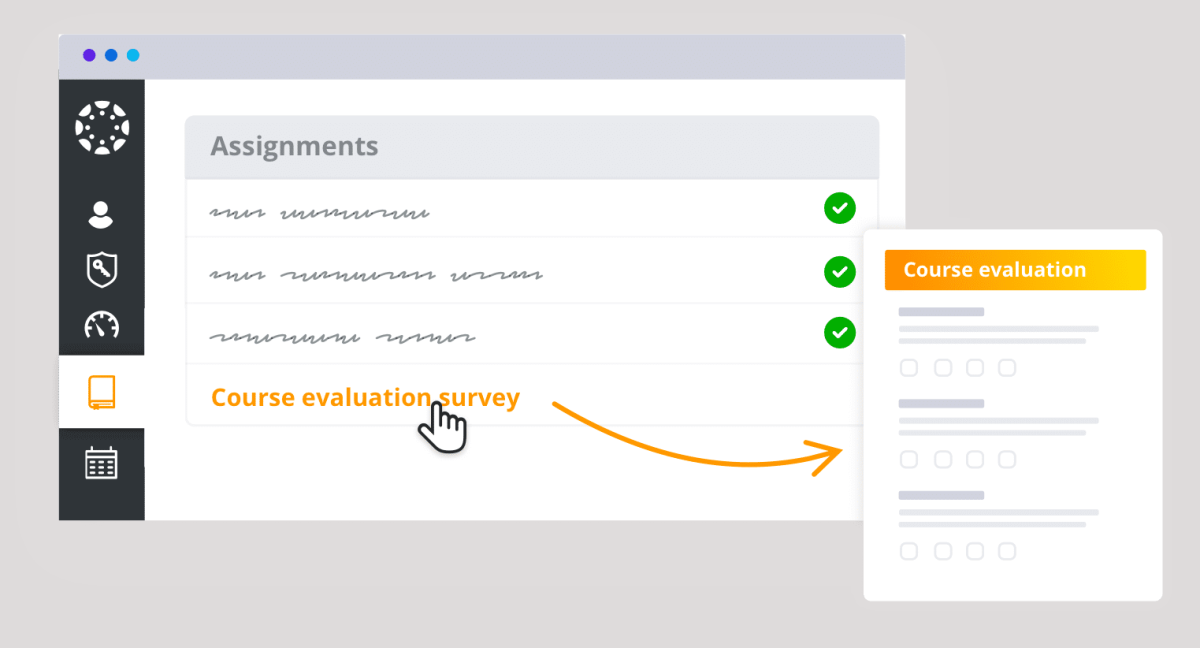 Course evaluation survey in assignments list