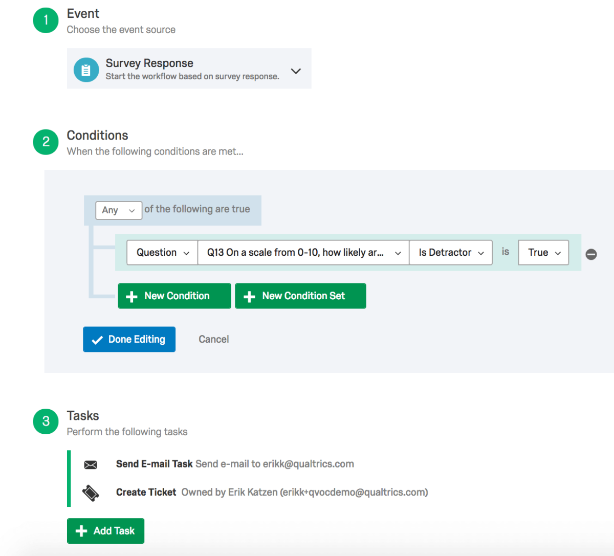 B2B closed loop survey flow
