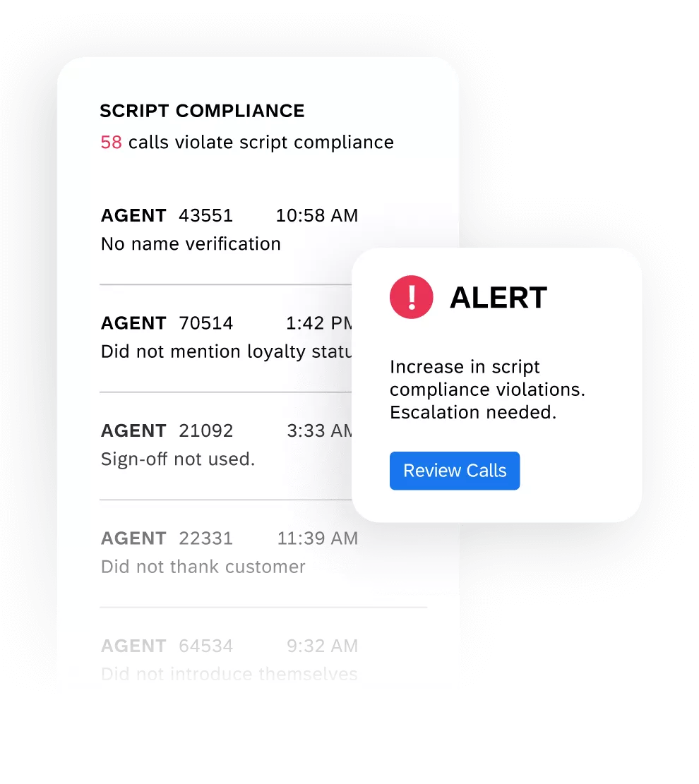 dashboard with script compliance adherence