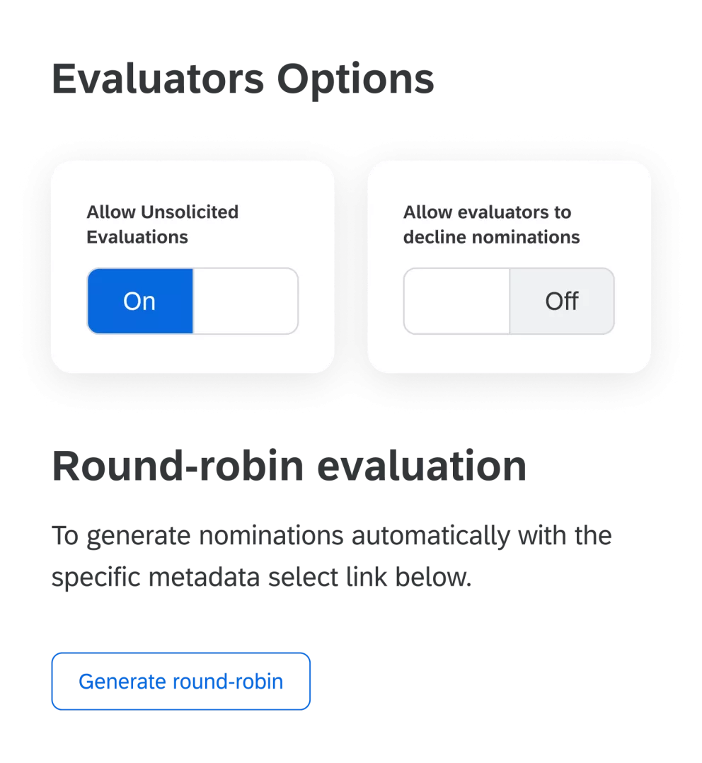 A graphic showing which are the available options for evaluators to comment on an employee feedback