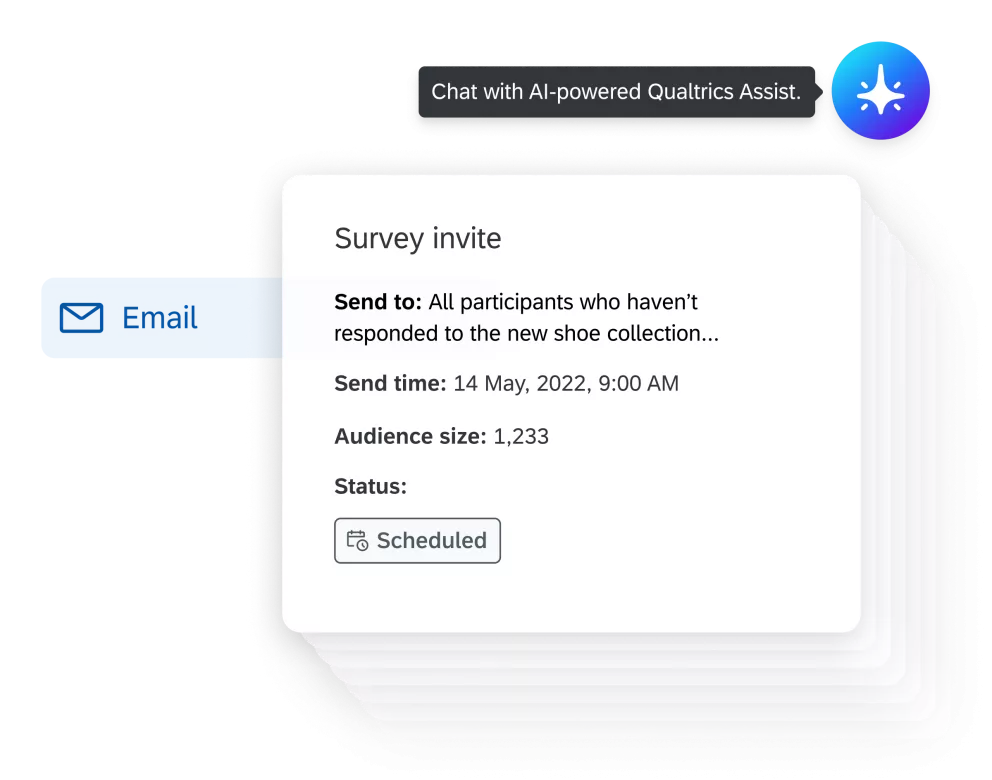 Scheduled survey invite with AI-powered Qualtrics Assist