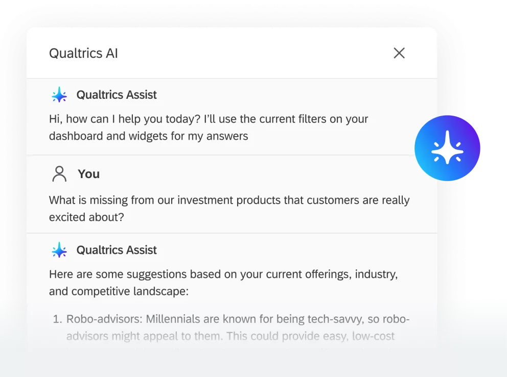 Qualtrics AI assist chat with a real customer