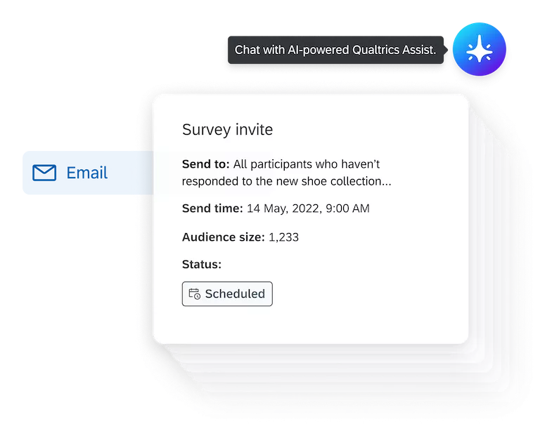 Scheduled survey invite with AI-powered Qualtrics Assist